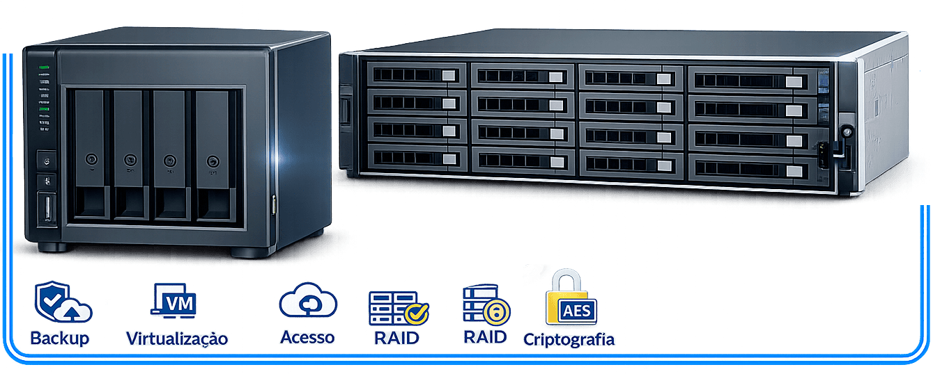 Imagem de servidores de alta performance para armazenamento e gestão de dados empresariais.