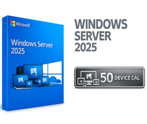 Imagem de licença do Windows Server 2025 com suporte para 50 usuários RDS.