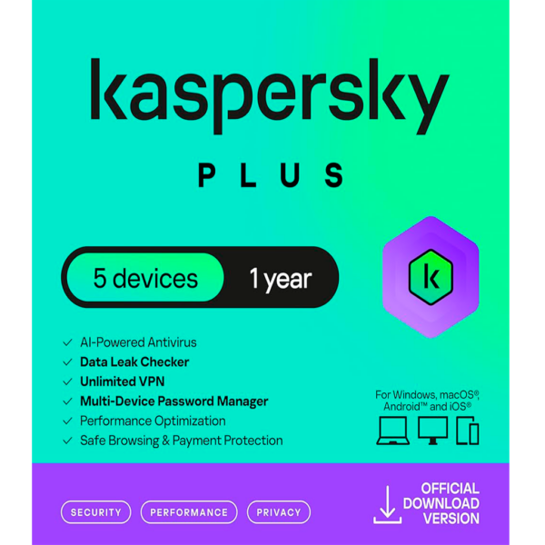 ANTIVIRUS KASPERSKY PLUS - 5 DEVICE