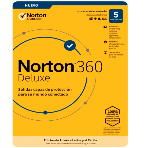 ANTIVIRUS NORTON 360 DELUXE - 1 USER 5 DEVICE